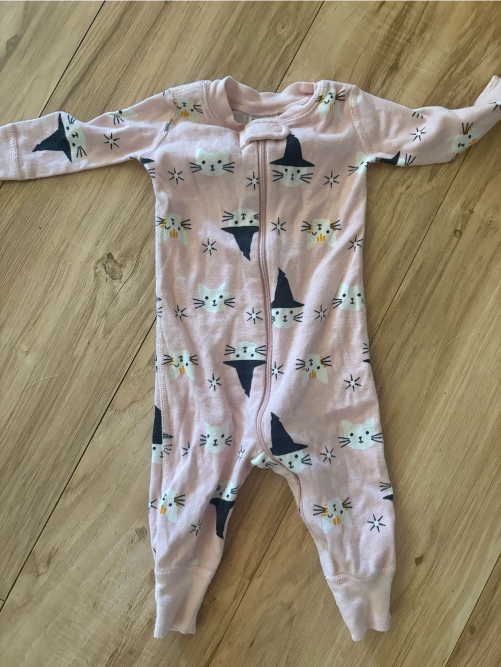 Hanna Andersson Pink Cat Witch Hat Zip One-Piece